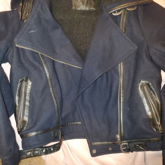 Jackets & Blazers - Navy Sherpa Lined Jacket